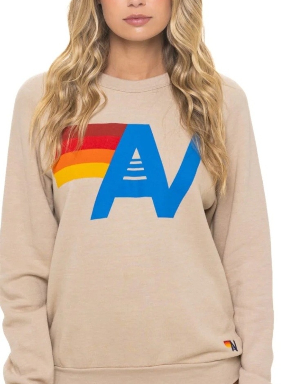 NWT Aviator Nation Logo Sweatshirt And Sweatpant In Sand.  Super Soft And Cozy - Picture 6 of 10
